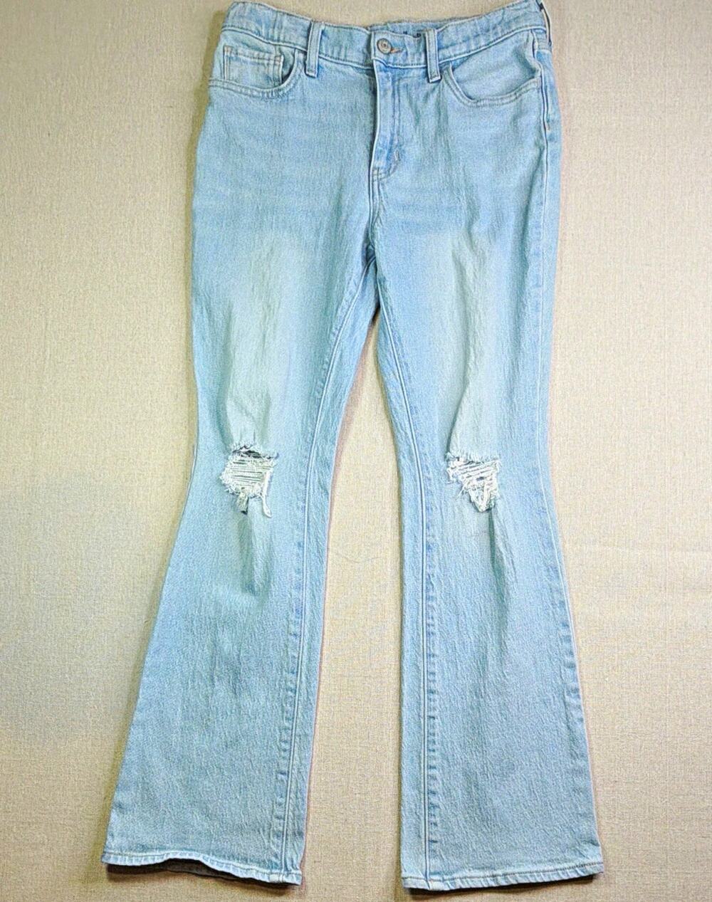 Old Navy High Rise Flare Light Wash Distressed Women's Jeans - 16 28W - Blue